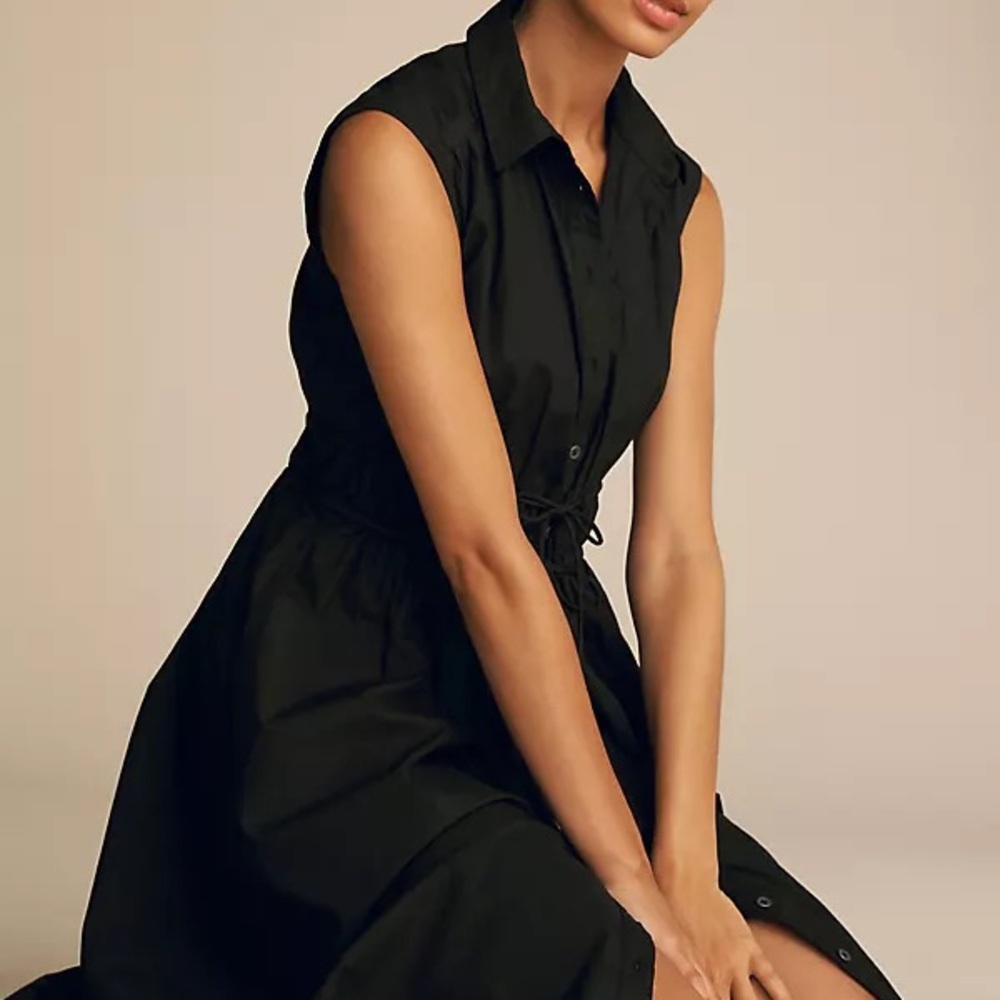 Maeve Black Sleeveless Midi Shirt Dress - XS